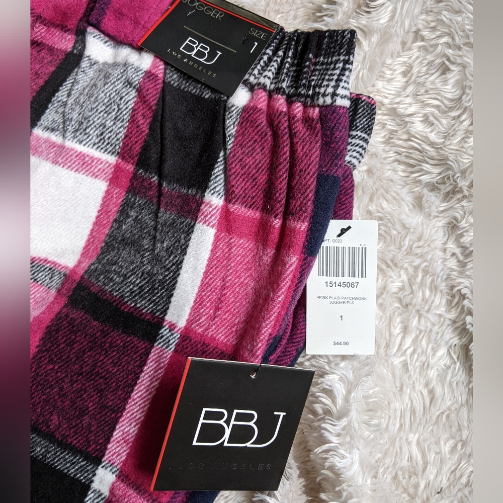 NWT Pink Plaid Joggers sz XL - Picture 4 of 8